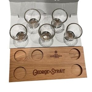 New, George Strait Codigo 1530 Wood Tray & Shot Glasses from 2023 Stadium